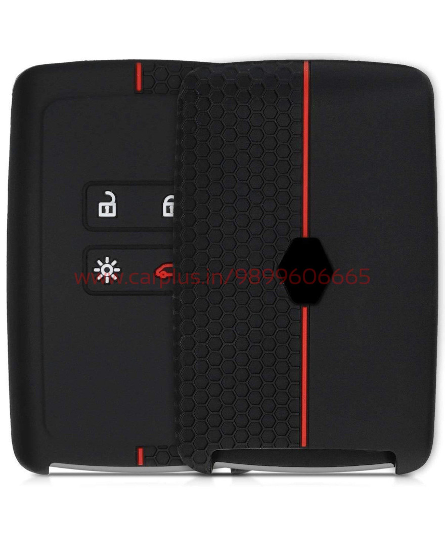 keycare Silicone Key Cover KC46 Compatible for Kiger Triber Smart Card | Black with red Border